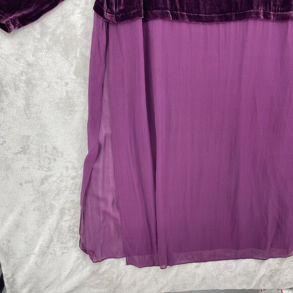 Eileen Fisher Raisinette Silk Velvet & Chiffon Tunic Duster NO SLIP - Picture 2 of 9